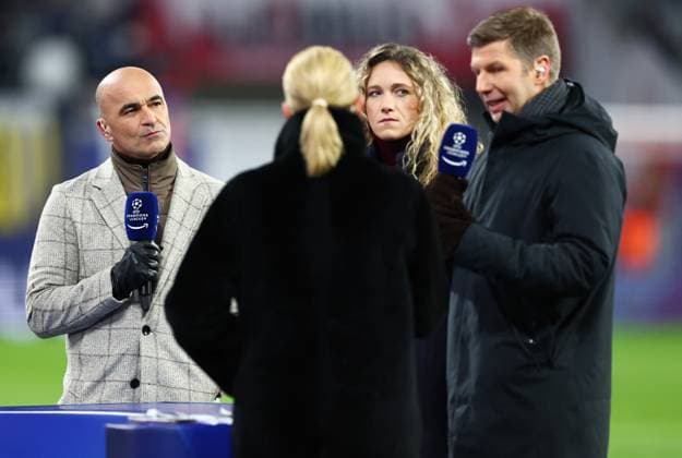 Roberto Martinez seen working for Amazon Prime RB Leipzig v Aston Villa, UEFA Champions League, Group Stage, Football, Red Bull Arena, Leipzig, Germany - 10 Dec 2024 EDITORIAL USE ONLY No use with unauthorised audio, video, data, fixture lists, club league logos or live services. Online in-match use limited to 120 images, no video emulation. No use in betting, games or single club league player publications. Copyright: xJamesxMarsh Shutterstockx 14984467ct