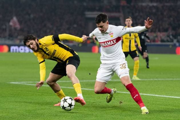 v.li. Jaouen Hadjam (BSC Young Boys Bern, 03), Fabian Rieder (VfB Stuttgart, 32) GER, VfB Stuttgart vs. BSC Young Boys Bern, Fussball, Herren, UEFA Champions League, 6. Spieltag, Spielzeit 2024 2025, 11.12.2024, GER, VfB Stuttgart vs. BSC Young Boys Bern, Fussball, Herren, UEFA Champions League, 6. Spieltag, Spielzeit 2024 2025, 11.12.2024 Stuttgart Copyright: xEibner-Pressefoto WolfgangxFrankx EP_WFK
