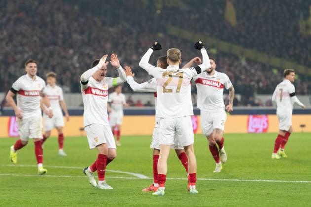 Tor zum 2:1 durch Enzo Millot (VfB Stuttgart, 08), jubel, Torjubel GER, VfB Stuttgart vs. BSC Young Boys Bern, Fussball, Herren, UEFA Champions League, 6. Spieltag, Spielzeit 2024 2025, 11.12.2024, GER, VfB Stuttgart vs. BSC Young Boys Bern, Fussball, Herren, UEFA Champions League, 6. Spieltag, Spielzeit 2024 2025, 11.12.2024 Stuttgart Copyright: xEibner-Pressefoto WolfgangxFrankx EP_WFK