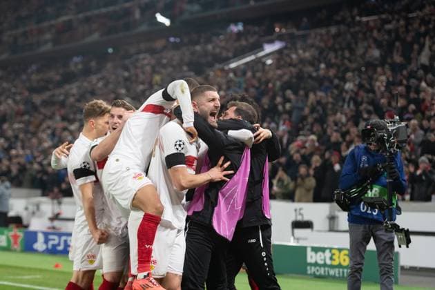 Tor zum 3:1 durch Chris Fuehrich (VfB Stuttgart 27), Jubel, Torjubel, Jeff Chabot (VfB Stuttgart, 24) GER, VfB Stuttgart vs. BSC Young Boys Bern, Fussball, Herren, UEFA Champions League, 6. Spieltag, Spielzeit 2024 2025, 11.12.2024, GER, VfB Stuttgart vs. BSC Young Boys Bern, Fussball, Herren, UEFA Champions League, 6. Spieltag, Spielzeit 2024 2025, 11.12.2024 Stuttgart Copyright: xEibner-Pressefoto WolfgangxFrankx EP_WFK