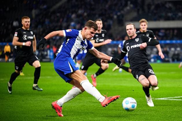 Florian Niederlechner (Hertha BSC, 07), GER, Hertha BSC vs. SC Preussen Muenster, Fussball Herren, 2. Bundesliga, Saison 2024 2025, 16. Spieltag, 13.12.2024. (DFL REGULATIONS PROHIBIT ANY USE OF PHOTOGRAPHS AS IMAGE SEQUENCES AND OR QUASI - VIDEO). GER, Hertha BSC vs. SC Preussen Muenster, Fussball Herren, 2. Bundesliga, Saison 2024 2025, 16. Spieltag, 13.12.2024. Berlin