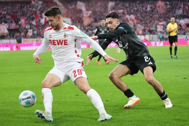 Jan Thielmann (Koeln 29), Olibver Viladsen (Nuernberg 2), GER, 1. FC Koeln vs. 1. FC Nuernberg , 2. Fussball-Bundesliga, 16. Spieltag, Saison 2024 2025, 15.12.2024, DFL REGULATIONS PROHIBIT ANY USE OF PHOTOGRAPHS AS IMAGE SEQUENCES AND OR QUASI-VIDEO, GER, 1. FC Koeln vs. 1. FC Nuernberg , 2. Fussball-Bundesliga, 16. Spieltag, Saison 2024 2025, 15.12.2024 Koeln