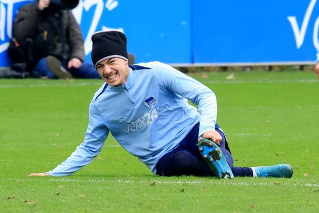 DEU, DFL, 2. FBL Hertha BSC, Training, 17.12.2024, Sportforum, Berlin, DEU, DFL, 2. FBL Hertha BSC, Training, im Bild Ibrahim Maza (Hertha BSC Berlin 10) DFL - regulations prohibit any use of Photographs as image sequences and or quasi-video Foto: Juergen Engler nordphoto GmbH