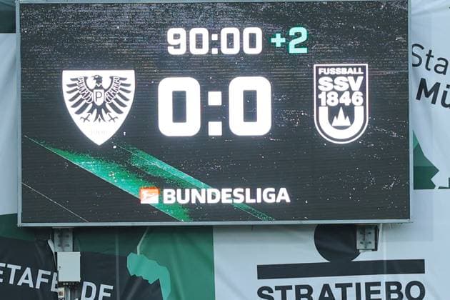 Endstand GER, Preussen Muenster gegen SSV Ulm 1846, Fussball, 2.Liga, 17.Spieltag, Spielzeit 2024 2025, 21.12.2024 DFL REGULATIONS PROHIBIT ANY USE OF PHOTOGRAPHS AS IMAGE SEQUENCES AND OR QUASI-VIDEO GER, Preussen Muenster gegen SSV Ulm 1846, Fussball, 2.Liga, 17.Spieltag, Spielzeit 2024 2025, 21.12.2024 Muenster
