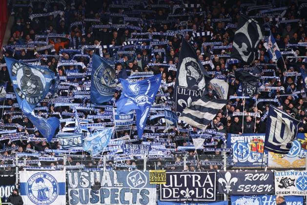 Fans, GER, SSV Jahn Regensburg vs. SV Darmstadt 98, Fussball, 2. Bundesliga, 17. Spieltag, Spielzeit 2024, 22.12.2024 (DFB DFL regulations prohibit any use of photographs as image sequences and or quasi-video) GER, SSV Jahn Regensburg vs. SV Darmstadt 98, Fussball, 2. Bundesliga, 17. Spieltag, Spielzeit 2024, 22.12.2024 Regensburg