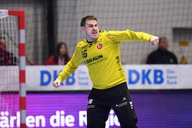 Jubel bei Nebojsa Simic (Torwart MT Melsungen 16) , GER, MT Melsungen - TSV Hannover-Burgdorf, Handball, 1. Bundesliga, 17. Spieltag, Saison 2024 2025, 23.12.2024, GER, MT Melsungen - TSV Hannover-Burgdorf, Handball, 1. Bundesliga, 17. Spieltag, Saison 2024 2025, 23.12.2024 Kassel Copyright: xEibner-Pressefotox xRolandxSippex EP_RSL