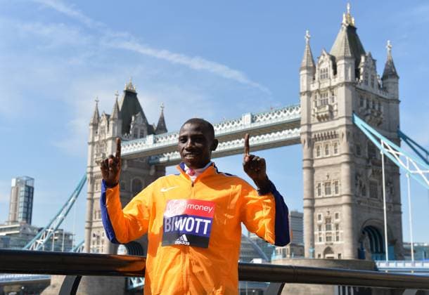 Track and Field: London Marathon-Elite Men Photocall Stanley Biwott (KEN) poses at the Tower Bridge prior to the 2016 London Marathon in London on Wednesday, April 20, 2016. Photo by Jiro Mochizuki London England United Kingdom EDITORIAL USE ONLY Copyright: xImagexofxSportx JiroxMochizukix iosphotos137020