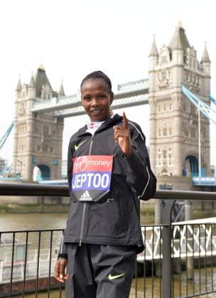 Track and Field: London Marathon-Elite Women Photocall Priscah Jeptoo (KEN) poses at the Tower Bridge prior to the 2016 London Marathon in London on Thursday, April 21, 2016. Photo by Jiro Mochizuki London England United Kingdom EDITORIAL USE ONLY Copyright: xImagexofxSportx JiroxMochizukix iosphotos137036