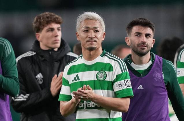 Celtic s Daizen Maeda at the final whistle during the William Hill SPFL match between Celtic FC and St Johnstone FC at Celtic Park, on 29th December 2024 in Glasgow, Scotland. (Picture by Mark Runnacles) Celtic v St Johnstone, William Hill Premiership, Football, Celtic Park, Glasgow, Scotland, UK - 29 Dec 2024 EDITORIAL USE ONLY No use with unauthorised audio, video, data, fixture lists, club league logos or live services. Online in-match use limited to 120 images, no video emulation. No use in betting, games or single club league player publications. Copyright: xMarkxRunnacles Shutterstockx 15046403dv