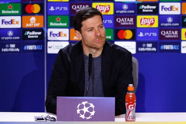 January 20, 2025, Madrid, Madrid, SPAIN: Xabi Alonso, head coach of Bayer Leverkusen, attends his press conference, PK, Pressekonferenz ahead of the UEFA Champions League, football match against Atletico de Madrid, at Riyadh Air Metropolitano on January 20, 2025, in Madrid, Spain. Madrid SPAIN - ZUMAa181 20250120_zaa_a181_097 Copyright: xDennisxAgyemanx