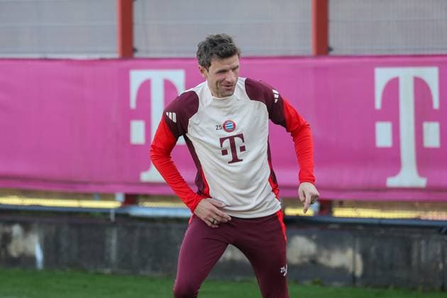 Thomas Mueller (FC Bayern Muenchen, 25) beim Training, GER, Abschlusstraining, FC Bayern Muenchen, Fussball, UEFA Champions League, 7. Spieltag, Saison 2024 2025, 21.01.2025, GER, Abschlusstraining, FC Bayern Muenchen, Fussball, UEFA Champions League, 7. Spieltag, Saison 2024 2025, 21.01.2025 Muenchen Copyright: xEibner-Pressefoto JennixMaulx EP_JML
