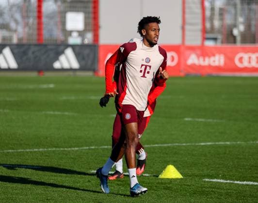 Kingsley Coman (FC Bayern Muenchen, 11) beim Training, GER, Abschlusstraining, FC Bayern Muenchen, Fussball, UEFA Champions League, 7. Spieltag, Saison 2024 2025, 21.01.2025, GER, Abschlusstraining, FC Bayern Muenchen, Fussball, UEFA Champions League, 7. Spieltag, Saison 2024 2025, 21.01.2025 Muenchen Copyright: xEibner-Pressefoto JennixMaulx EP_JML