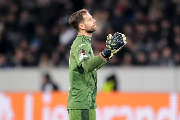 Oliver Baumann (Torwart, Hoffenheim, 1), Spieler der TSG 1899 Hoffenheim, Einzelbild, Einzelfoto, Aktion, Action, enttäuscht schauend, Enttäuschung, Frustration, disappointed, pessimistisch, 23.01.2025, Sinsheim (Deutschland), Fussball, UEFA Europa League, Gruppenphase, TSG 1899 Hoffenheim - Tottenham Hotspur, DFB DFL REGULATIONS PROHIBIT ANY USE OF PHOTOGRAPHS AS IMAGE SEQUENCES AND OR QUASI-VIDEO.