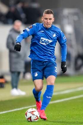 Pavel Kaderabek (Hoffenheim, 3), am Ball, Freisteller, Ganzkörper, Einzelbild, Einzelfoto, Aktion, Action, 23.01.2025, Sinsheim (Deutschland), Fussball, UEFA Europa League, Gruppenphase, TSG 1899 Hoffenheim - Tottenham Hotspur, DFB DFL REGULATIONS PROHIBIT ANY USE OF PHOTOGRAPHS AS IMAGE SEQUENCES AND OR QUASI-VIDEO.