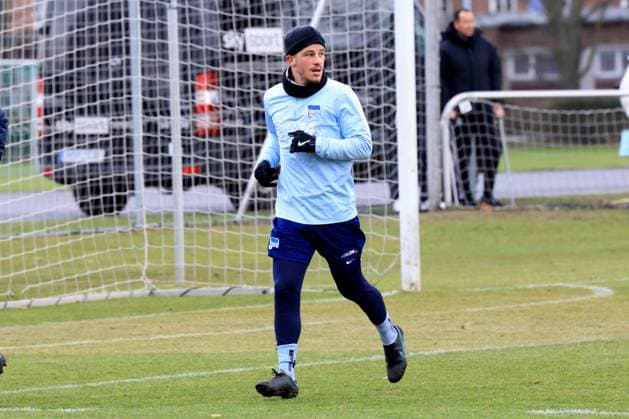 DEU, DFL, 2. FBL Hertha BSC, Training, 28.01.2025, Sportforum, Berlin, DEU, DFL, 2. FBL Hertha BSC, Training, im Bild Diego Demme (Hertha BSC Berlin 6) DFL - regulations prohibit any use of Photographs as image sequences and or quasi-video Foto: Juergen Engler nordphoto GmbH