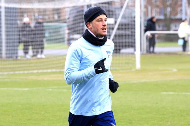 DEU, DFL, 2. FBL Hertha BSC, Training, 28.01.2025, Sportforum, Berlin, DEU, DFL, 2. FBL Hertha BSC, Training, im Bild Diego Demme (Hertha BSC Berlin 6) DFL - regulations prohibit any use of Photographs as image sequences and or quasi-video Foto: Juergen Engler nordphoto GmbH