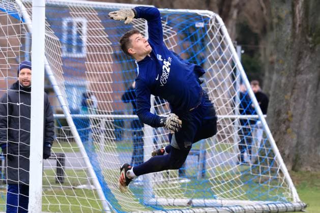DEU, DFL, 2. FBL Hertha BSC, Training, 28.01.2025, Sportforum, Berlin, DEU, DFL, 2. FBL Hertha BSC, Training, im Bild Tjark Ernst (Hertha BSC Berlin 1) DFL - regulations prohibit any use of Photographs as image sequences and or quasi-video Foto: Juergen Engler nordphoto GmbH