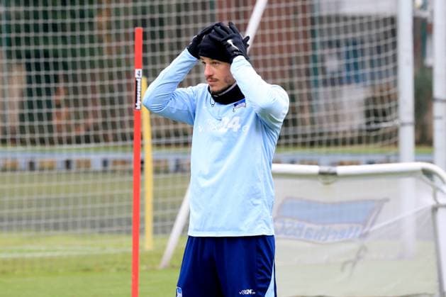 DEU, DFL, 2. FBL Hertha BSC, Training, 28.01.2025, Sportforum, Berlin, DEU, DFL, 2. FBL Hertha BSC, Training, im Bild Diego Demme (Hertha BSC Berlin 6) DFL - regulations prohibit any use of Photographs as image sequences and or quasi-video Foto: Juergen Engler nordphoto GmbH