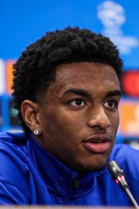 January 28, 2025, Sant Joan Despi, Barcelona, SPAIN: Alejandro Balde attends his press conference, PK, Pressekonferenz during the training day of FC Barcelona, Barca ahead the UEFA Champions League, football match against Atalanta BC at Ciudad Esportiva Joan Gamper on January 28, 2025 in Sant Joan Despi, Barcelona, Spain. Sant Joan Despi SPAIN - ZUMAa181 20250128_zaa_a181_038 Copyright: xJavierxBorregox