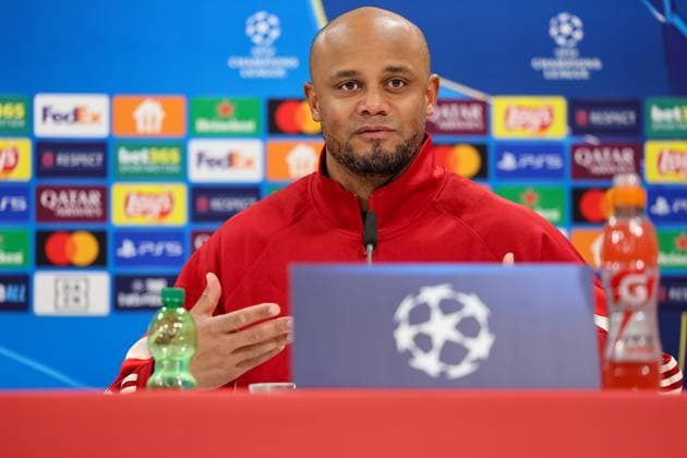 Vincent Kompany (FC Bayern Muenchen, Cheftrainer) bei der Pressekonferenz, GER, Internationale Pressekonferenz, FC Bayern Muenchen, Fussball, UEFA Champions League, 8. Spieltag, Saison 2024 2025, 28.01.2025, GER, Internationale Pressekonferenz, FC Bayern Muenchen, Fussball, UEFA Champions League, 8. Spieltag, Saison 2024 2025, 28.01.2025 Muenchen Copyright: xEibner-Pressefoto JennixMaulx EP_JML