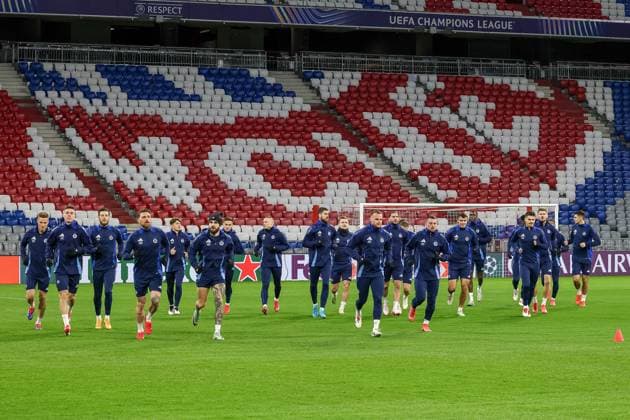 Die Mannschaft des SK Slovan Bratislava laeuft beim Training in der Allianz Arena, GER, Abschlusstraining, SK Slovan Bratislava, Fussball, UEFA Champions League, 8. Spieltag, Saison 2024 2025, 28.01.2025, GER, Abschlusstraining, SK Slovan Bratislava, Fussball, UEFA Champions League, 8. Spieltag, Saison 2024 2025, 28.01.2025 Muenchen Copyright: xEibner-Pressefoto JennixMaulx EP_JML