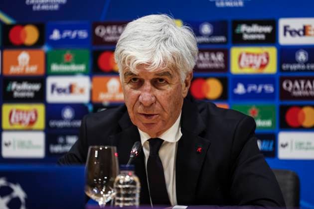 January 28, 2025, Barcelona, Barcelona, SPAIN: Gian Piero Gasperini, head coach attends his press conference, PK, Pressekonferenz during the training day of Atalanta BC ahead the UEFA Champions League, football match against Atalanta BC at Estadi Olimpic Lluis Companys on January 28, 2025 in Barcelona, Spain. Barcelona SPAIN - ZUMAa181 20250128_zaa_a181_105 Copyright: xJavierxBorregox
