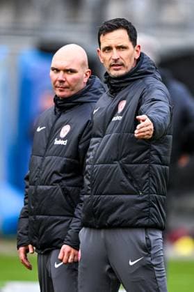 Dino Toppmoeller (Eintracht Frankfurt, Trainer) gestikuliert, GER, Abschlusstraining, Eintracht Frankfurt, Fussball, UEFA Europa League, 8. Spieltag, Spielzeit 2024 25, 29.01.2025. GER, Abschlusstraining, Eintracht Frankfurt, Fussball, UEFA Europa League, 8. Spieltag, Spielzeit 2024 25, 29.01.2025. Frankfurt am Main Copyright: xEibner-Pressefoto FlorianxWiegandx EP_FWD