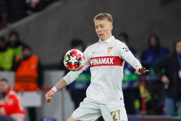 Chris Führich, Fuhrich (VfB Stuttgart, 27) am Ball , Fussball, UEFA Champions League, 8. Spieltag, 2024 2025, VfB Stuttgart vs. Paris St. Germain, 29.01.2025, Arena Stuttgart, Stuttgart, Deutschland Stuttgart Arena Stuttgart Baden-Württemberg Deutschland Copyright: xGrantxHubbsx