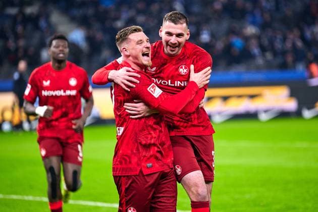 1. FC Kaiserslautern, jubelt ueber Tor, 1:0, Luca Sirch (1. FC Kaiserslautern, 31), jubelt, GER, Hertha BSC vs. 1. FC Kaiserslautern, Fussball Herren, 2. Bundesliga, Saison 2024 2025, 21. Spieltag, 08.02.2025 (DFL REGULATIONS PROHIBIT ANY USE OF PHOTOGRAPHS AS IMAGE SEQUENCES AND OR QUASI - VIDEO). GER, Hertha BSC vs. 1. FC Kaiserslautern, Fussball Herren, 2. Bundesliga, Saison 2024 2025, 21. Spieltag, 08.02.2025 Berlin