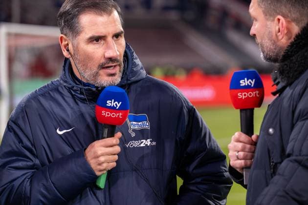 Cristian Fià l (Hertha BSC, Cheftrainer) im SKY Interview, GER Fortuna Duesseldorf vs. Hertha BSC, Fussball, 2. Bundesliga, Spieltag 22, Saison 2024 2025, 15.02.2025 DFB DFL REGULATIONS PROHIBIT ANY USE OF PHOTOGRAPHS AS IMAGE SEQUENCES AND OR QUASI-VIDEO, GER Fortuna Duesseldorf vs. Hertha BSC, Fussball, 2. Bundesliga, Spieltag 22, Saison 2024 2025, 15.02.2025 Duesseldorf