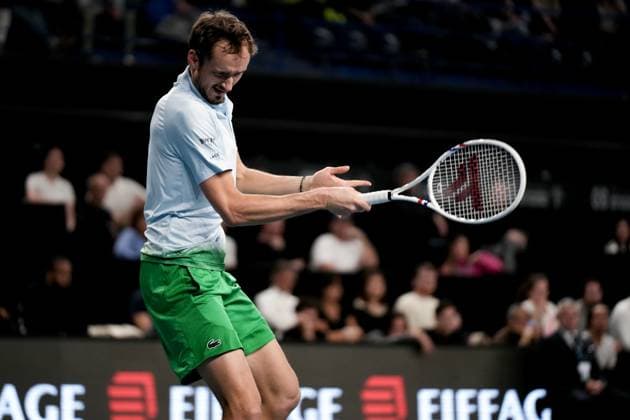 February 15, 2025, Marseille, France, FRANCE: DANIIL MEDVEDEV from Russia in action against HAMAD MEDJEDOVIC from Serbia during the OPEN 13 2025, ATP, Tennis Herren 250, french tournament, ATP Tour, Hard surface, .Indoor, on Febuary 15, 2025 at Marseille, Palais des sports, France - Photo OLLI Media Marseille FRANCE - ZUMAl184 20250215_zsp_l184_008 Copyright: xEmiliexLohmannx