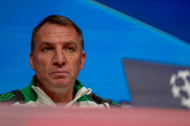 Brendan Rodgers (Celtic Glasgow, Chef-Trainer) bei der Pressekonferenz, GER, Internationale Pressekonferenz, Celtic Glasgow, Fussball, UEFA Champions League, Play-offs, Saison 2024 2025, 17.02.2025, GER, Internationale Pressekonferenz, Celtic Glasgow, Fussball, UEFA Champions League, Play-offs, Saison 2024 2025, 17.02.2025 Muenchen Copyright: xEibner-Pressefoto JennixMaulx EP_JML