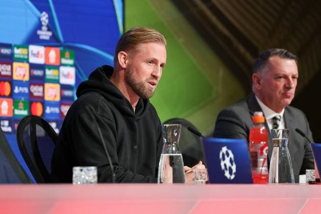 Kasper Schmeichel (Celtic Glasgow, 01) bei der Pressekonferenz, GER, Internationale Pressekonferenz, Celtic Glasgow, Fussball, UEFA Champions League, Play-offs, Saison 2024 2025, 17.02.2025, GER, Internationale Pressekonferenz, Celtic Glasgow, Fussball, UEFA Champions League, Play-offs, Saison 2024 2025, 17.02.2025 Muenchen Copyright: xEibner-Pressefoto JennixMaulx EP_JML