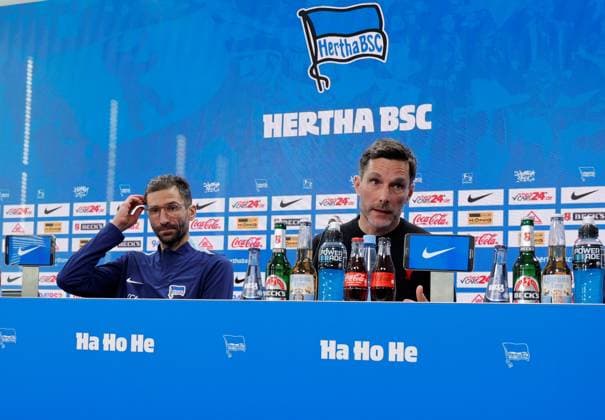Andre Mijatovic, Co-Trainer , Cheftrainer Stefan Leitl, Deutschland, Berlin, Sportpark, GER, 2.FBL, Hertha BSC, Saison 2024 25, Pressekonferenz mit dem neuen Cheftrainer Stefan Leitl und Sportdirektor Benjamin Weber