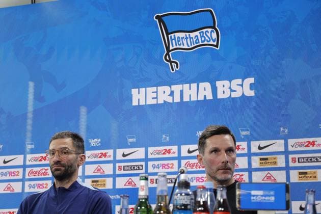 Andre Mijatovic, Co-Trainer , Cheftrainer Stefan Leitl, Deutschland, Berlin, Sportpark, GER, 2.FBL, Hertha BSC, Saison 2024 25, Pressekonferenz mit dem neuen Cheftrainer Stefan Leitl und Sportdirektor Benjamin Weber