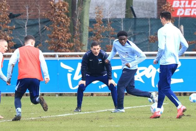 DEU, DFL, 2. FBL Hertha BSC, Training, 25.02.2025, Sportforum, Berlin, DEU, DFL, 2. FBL Hertha BSC, Training, im Bild Cheftrainer Stefan Leitl (Hertha BSC Berlin) DFL - regulations prohibit any use of Photographs as image sequences and or quasi-video Foto: Juergen Engler nordphoto GmbH