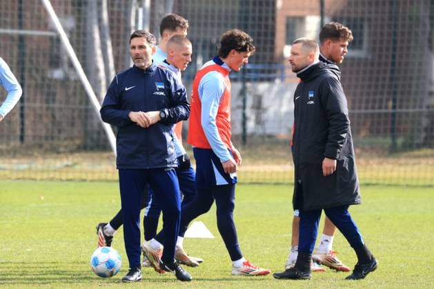 DEU, DFL, 2. FBL Hertha BSC, Training, 25.02.2025, Sportforum, Berlin, DEU, DFL, 2. FBL Hertha BSC, Training, im Bild DFL - regulations prohibit any use of Photographs as image sequences and or quasi-video Foto: Juergen Engler nordphoto GmbH
