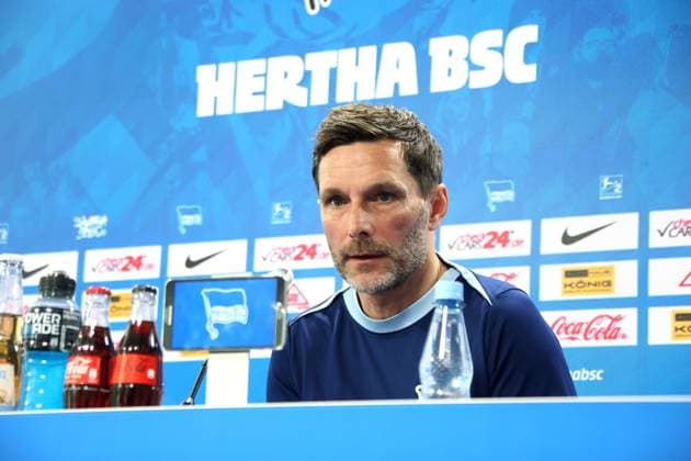 DEU, DFL, 2. FBL Hertha BSC, PK, 06.03.2025, Sportforum, Berlin, DEU, DFL, 2. FBL Hertha BSC, PK, im Bild Cheftrainer Stefan Leitl (Hertha BSC Berlin) DFL - regulations prohibit any use of Photographs as image sequences and or quasi-video Foto: Juergen Engler nordphoto GmbH