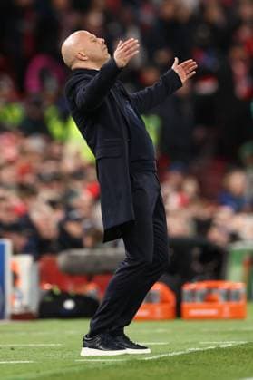Arne Slot Manager of Liverpool reacts. Liverpool v Paris Saint-Germain, UEFA Champions League, Round of 16, Second Leg, Football, Anfield, Liverpool, UK - 11 Mar 2025 EDITORIAL USE ONLY No use with unauthorised audio, video, data, fixture lists, club league logos or live services. Online in-match use limited to 120 images, no video emulation. No use in betting, games or single club league player publications. Copyright: xRyanxBrowne Shutterstockx 15188180bf