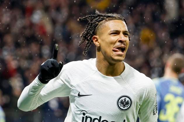 Torjubel bei Jean-Matteo Bahoya (Eintracht Frankfurt, 19) nach seinem Tor zum 1:0 , Fussball, UEFA Europa League, Achtelfinale, 2024 2025, Eintracht Frankfurt vs. Ajax Amsterdam, 13.03.2025, Frankfurt Stadion, Frankfurt am Main, Deutschland Frankfurt am Main Frankfurt Stadion Hessen Deutschland Copyright: xGrantxHubbsx