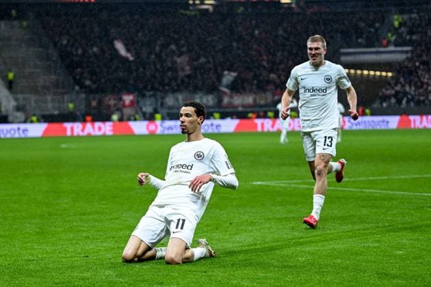 Hugo Ekitike (Eintracht Frankfurt, 11) bejubelt das Tor zum 3:0, GER, Eintracht Frankfurt vs. Ajax Amsterdam, Fussball, UEFA Europa League, Achtelfinale, Rueckspiel, Spielzeit 2024 25, 13.03.2025. GER, Eintracht Frankfurt vs. Ajax Amsterdam, Fussball, UEFA Europa League, Achtelfinale, Rueckspiel, Spielzeit 2024 25, 13.03.2025. Frankfurt am Main Copyright: xEibner-Pressefoto FlorianxWieganx EP_FWD