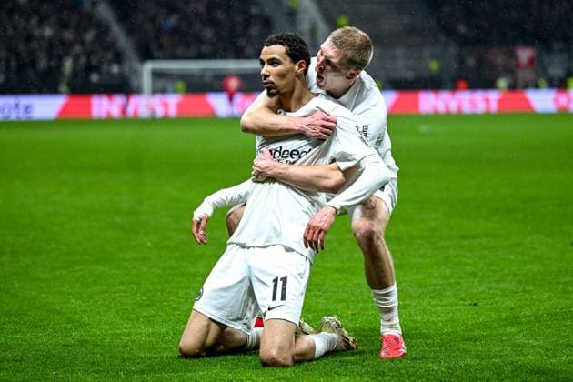 Hugo Ekitike (Eintracht Frankfurt, 11) bejubelt das Tor zum 3:0, GER, Eintracht Frankfurt vs. Ajax Amsterdam, Fussball, UEFA Europa League, Achtelfinale, Rueckspiel, Spielzeit 2024 25, 13.03.2025. GER, Eintracht Frankfurt vs. Ajax Amsterdam, Fussball, UEFA Europa League, Achtelfinale, Rueckspiel, Spielzeit 2024 25, 13.03.2025. Frankfurt am Main Copyright: xEibner-Pressefoto FlorianxWieganx EP_FWD