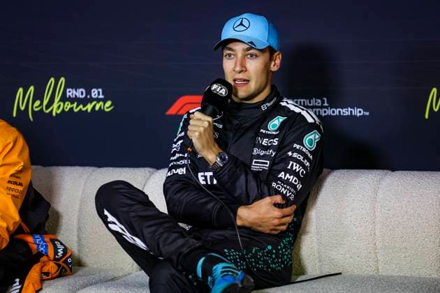 F1 - AUSTRALIAN GRAND PRIX 2025 RUSSELL George (gbr), Mercedes AMG F1 Team W16, portrait, press conference, PK, Pressekonferenz during the Formula 1 Louis Vuitton Australian Grand Prix 2025, 1st round of the 2025 FIA Formula One World Championship, WM, Weltmeisterschaft from March 14 to 16, 2025 on the Albert Park Grand Prix Circuit, in Melbourne, Australia - MelbourneAustralia Copyright: xJoaoxFilipex