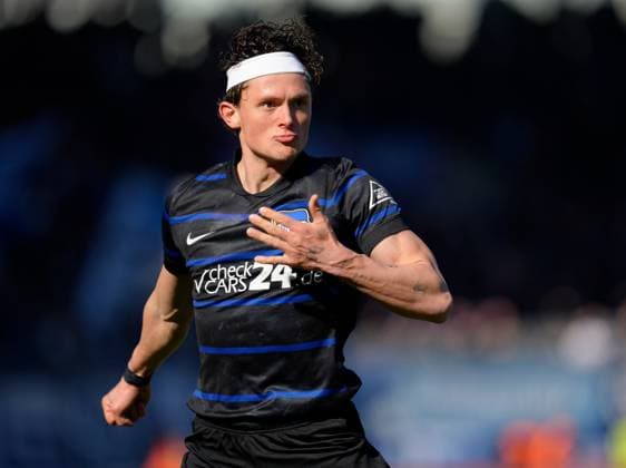 Fußball, 2. BL, Eintracht Braunschweig - Hertha BSC Fabian Reese (Hertha Berlin, 11) nach dem Erzielen eines Tores. GER, TSV Eintracht Braunschweig vs Hertha Berlin, Fussball, 2. Bundesliga, 26. Spieltag, Saison 2024 2025, 16.03.2025 DFL REGULATIONS PROHIBIT ANY USE OF PHOTOGRAPHS AS IMAGE SEQUENCES AND OR QUASI-VIDEO GER, TSV Eintracht Braunschweig vs Hertha Berlin, Fussball, 2. Bundesliga, 26. Spieltag, Saison 2024 2025, 16.03.2025 Braunschweig