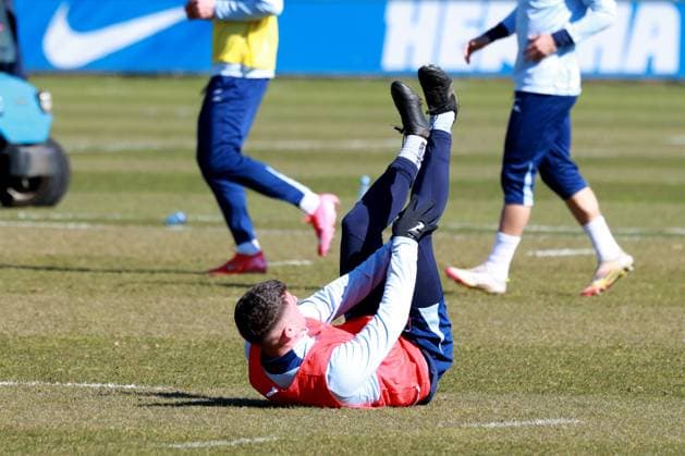 DEU, DFL, 2. FBL Hertha BSC, Training, 20.03.2025, Sportforum, Berlin, DEU, DFL, 2. FBL Hertha BSC, Training, im Bild Diego Demme (Hertha BSC Berlin 6) DFL - regulations prohibit any use of Photographs as image sequences and or quasi-video Foto: Juergen Engler nordphoto GmbH