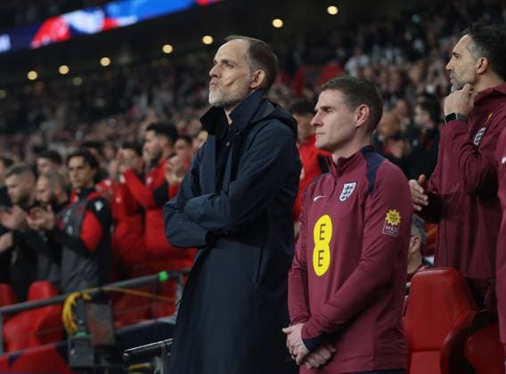 - England v Albania, FIFA World Cup, WM, Weltmeisterschaft, Fussball 2026 European Qualifier, Group K, Wembley Stadium, London, UK - 21st March 2025. Thomas Tuchel England manager and Anthony Barry England assistant manager. - England v Albania, FIFA World Cup 2026 European Qualifier, Group K, Wembley Stadium, London, UK - 21st March 2025. Daniel Weir Crystal Pix London Wembley Stadium UK Copyright: xDanxWeirx CP_England_Albania_67