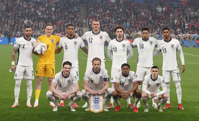 - England v Albania, FIFA World Cup, WM, Weltmeisterschaft, Fussball 2026 European Qualifier, Group K, Wembley Stadium, London, UK - 21st March 2025. England team photo ahead of kick off. - England v Albania, FIFA World Cup 2026 European Qualifier, Group K, Wembley Stadium, London, UK - 21st March 2025. Daniel Weir Crystal Pix London Wembley Stadium UK Copyright: xDanxWeirx CP_England_Albania_73