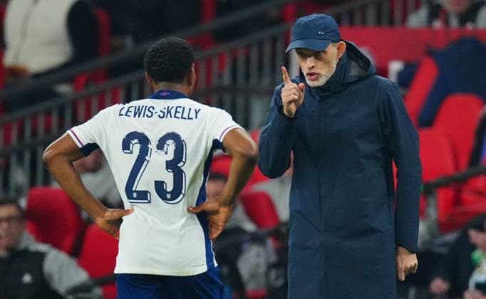 England Coach Thomas Tuchel issues instructions to Myles Lewis-Skelly England v Latvia, FIFA 2026 World Cup Qualifying, Group K, Football, Wembley Stadium, London, UK - 24 Mar 2025 EDITORIAL USE ONLY No use with unauthorised audio, video, data, fixture lists, club league logos or live services. Online in-match use limited to 120 images, no video emulation. No use in betting, games or single club league player publications. Copyright: xJavierxGarcia Shutterstockx 15219744ab