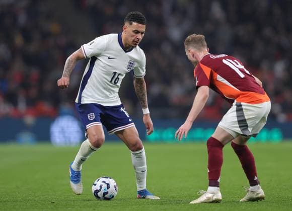 . - England v Latvia, FIFA World Cup, WM, Weltmeisterschaft, Fussball 2026 European Qualifier, Wembley Stadium, London, UK - 24th March 2025. Morgan Rogers of England. - England v Latvia, FIFA World Cup 2026 European Qualifier, Wembley Stadium, London, UK - 24th March 2025. Daniel Weir Crystal Pix London Wembley Stadium UK Copyright: xDanxWeirx CP_England_Latvia_0081