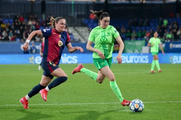 Ewa Pajor (Barcelona 17), ESP, FC Barcelona, Barca - VfL Wolfsburg, Fussball, Champions-League der Frauen, Viertelfinale, Rueckspiel, Saison 2024 2025, 27.03.2025 ESP, FC Barcelona - VfL Wolfsburg, Fussball, Champions-League der Frauen, Viertelfinale, Rueckspiel, Saison 2024 2025, 27.03.2025 Barcelona Copyright: xEibner-Pressefoto JoergxNiebergax EP_JNL